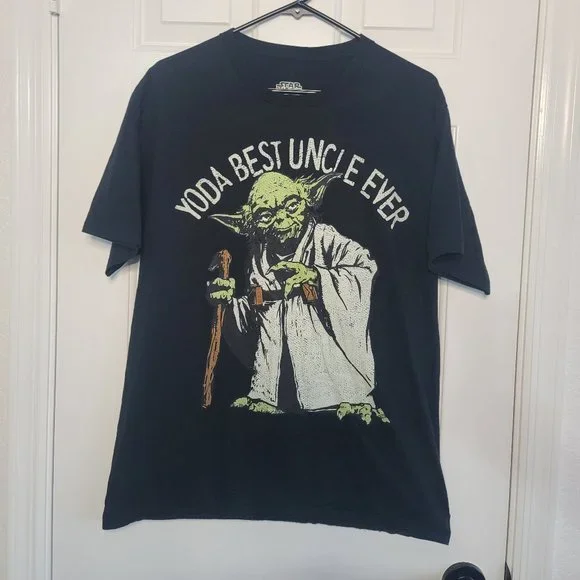 Star Wars Yoda Best Uncle Ever Uncle T-Shirt Black Size M Adult - Picture 1 of 3